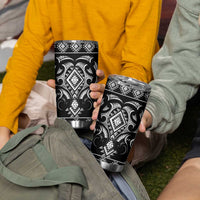 Black Ngaru Taniko With Aotearoa Maori Tattoo Tumbler Cup LT14 - Polynesian Pride