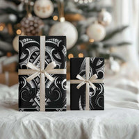 Black Ngaru Taniko With Aotearoa Maori Tattoo Wrapping Paper - Polynesian Pride