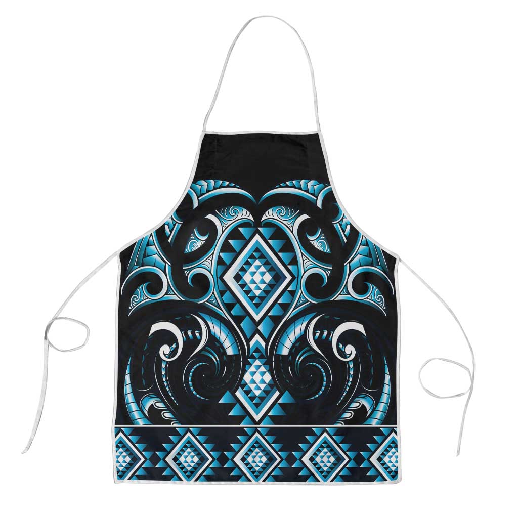 Blue Ngaru Taniko With Aotearoa Maori Tattoo Apron - Polynesian Pride