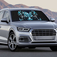 Blue Ngaru Taniko With Aotearoa Maori Tattoo Auto Sun Shade - Polynesian Pride