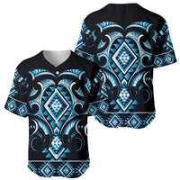 Blue Ngaru Taniko With Aotearoa Maori Tattoo Baseball Jersey