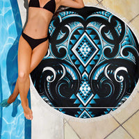 Blue Ngaru Taniko With Aotearoa Maori Tattoo Beach Blanket LT14 - Polynesian Pride