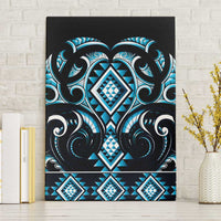 Blue Ngaru Taniko With Aotearoa Maori Tattoo Canvas Wall Art LT14 Without Frame Blue - Polynesian Pride