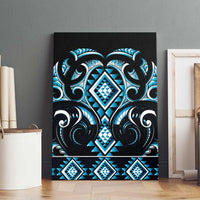 Blue Ngaru Taniko With Aotearoa Maori Tattoo Canvas Wall Art LT14 - Polynesian Pride