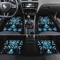 Blue Ngaru Taniko With Aotearoa Maori Tattoo Car Mats LT14 Set 4pcs Blue - Polynesian Pride