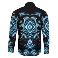 Blue Ngaru Taniko With Aotearoa Maori Tattoo Family Matching Long Sleeve Bodycon Dress and Hawaiian Shirt
