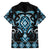 Blue Ngaru Taniko With Aotearoa Maori Tattoo Family Matching Off The Shoulder Long Sleeve Dress and Hawaiian Shirt