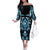 Blue Ngaru Taniko With Aotearoa Maori Tattoo Family Matching Off The Shoulder Long Sleeve Dress and Hawaiian Shirt