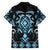 Blue Ngaru Taniko With Aotearoa Maori Tattoo Family Matching Off Shoulder Maxi Dress and Hawaiian Shirt