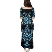 Blue Ngaru Taniko With Aotearoa Maori Tattoo Family Matching Puletasi and Hawaiian Shirt