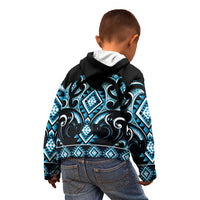 Blue Ngaru Taniko With Aotearoa Maori Tattoo Kid Hoodie