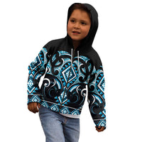 Blue Ngaru Taniko With Aotearoa Maori Tattoo Kid Hoodie