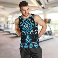 Blue Ngaru Taniko With Aotearoa Maori Tattoo Men Tank Top LT14 Blue - Polynesian Pride