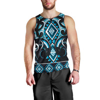 Blue Ngaru Taniko With Aotearoa Maori Tattoo Men Tank Top LT14 - Polynesian Pride