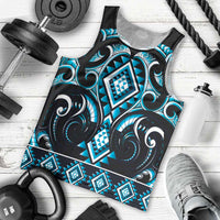 Blue Ngaru Taniko With Aotearoa Maori Tattoo Men Tank Top LT14 - Polynesian Pride