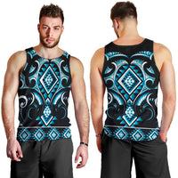 Blue Ngaru Taniko With Aotearoa Maori Tattoo Men Tank Top LT14 - Polynesian Pride