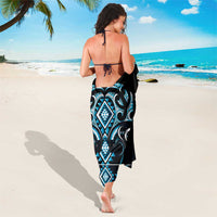 Blue Ngaru Taniko With Aotearoa Maori Tattoo Sarong