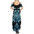 Blue Ngaru Taniko With Aotearoa Maori Tattoo Summer Maxi Dress