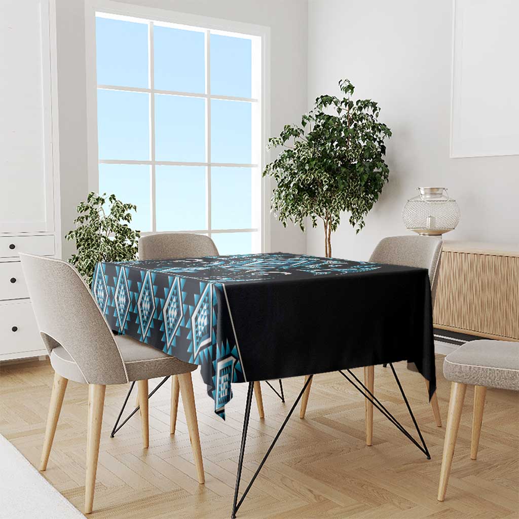 Blue Ngaru Taniko With Aotearoa Maori Tattoo Tablecloth LT14 - Polynesian Pride