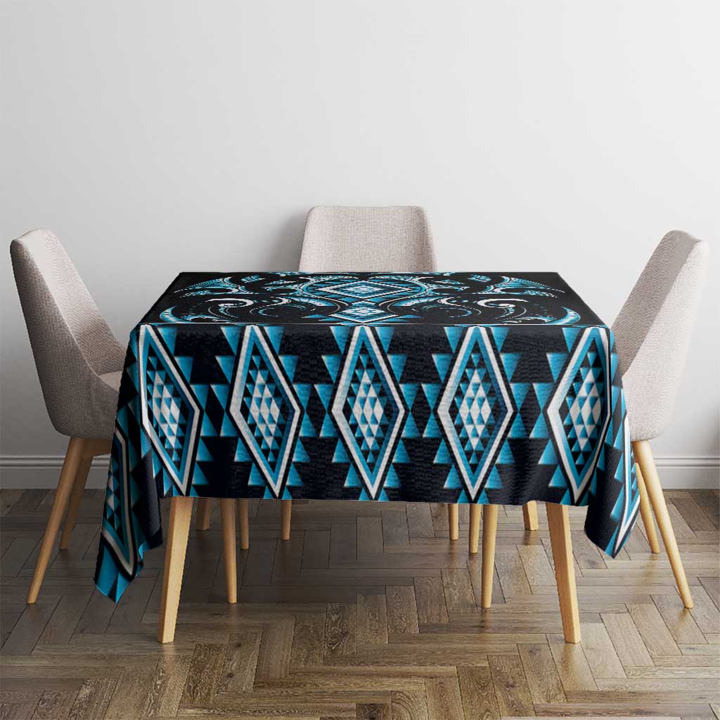 Blue Ngaru Taniko With Aotearoa Maori Tattoo Tablecloth LT14 - Polynesian Pride
