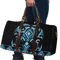 Blue Ngaru Taniko With Aotearoa Maori Tattoo Travel Bag - Polynesian Pride