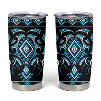 Blue Ngaru Taniko With Aotearoa Maori Tattoo Tumbler Cup LT14 Blue - Polynesian Pride