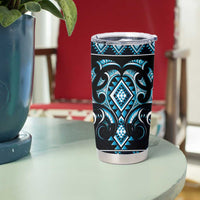 Blue Ngaru Taniko With Aotearoa Maori Tattoo Tumbler Cup LT14 - Polynesian Pride