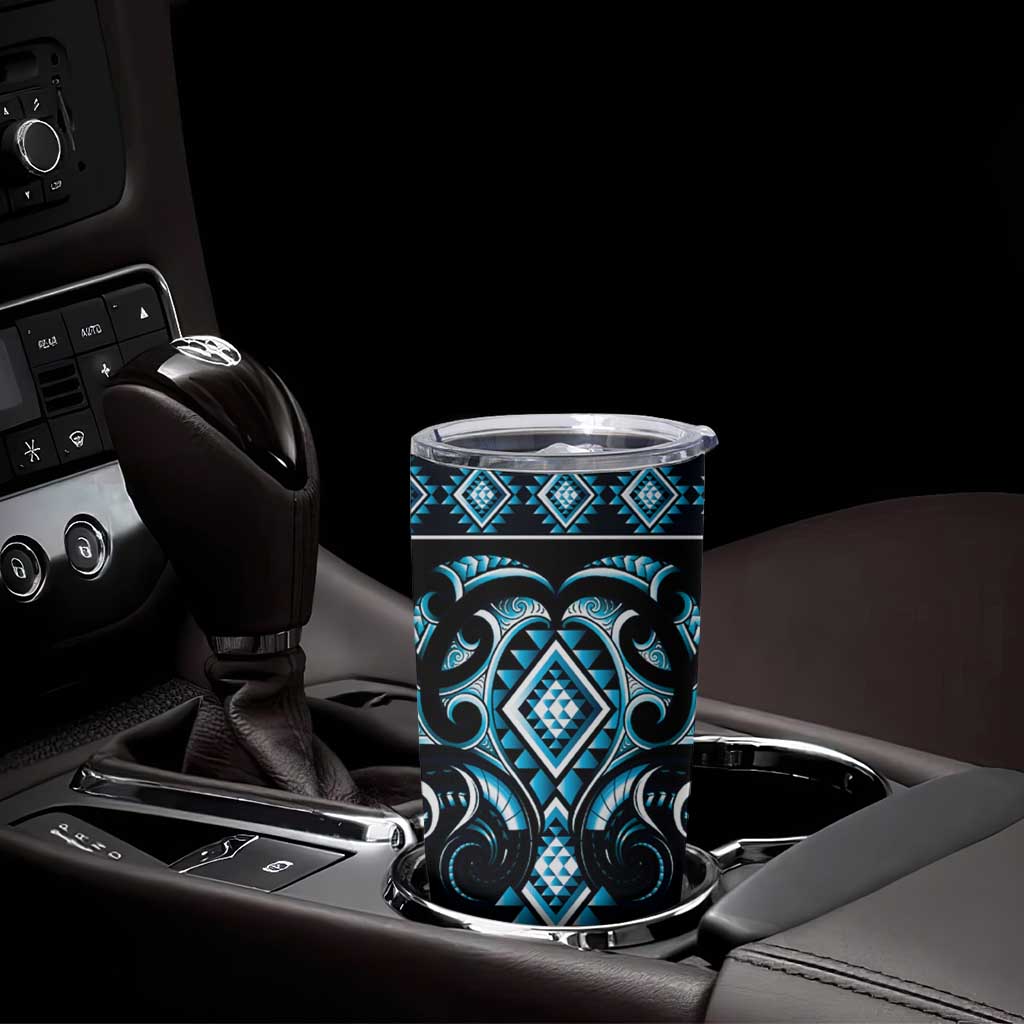 Blue Ngaru Taniko With Aotearoa Maori Tattoo Tumbler Cup LT14 - Polynesian Pride