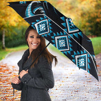 Blue Ngaru Taniko With Aotearoa Maori Tattoo Umbrella - Polynesian Pride