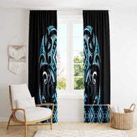 Blue Ngaru Taniko With Aotearoa Maori Tattoo Window Curtain LT14 - Polynesian Pride