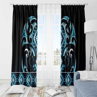 Blue Ngaru Taniko With Aotearoa Maori Tattoo Window Curtain LT14 - Polynesian Pride