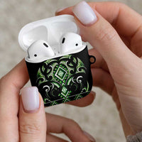 Green Ngaru Taniko With Aotearoa Maori Tattoo AirPods Case - Polynesian Pride