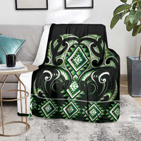 Green Ngaru Taniko With Aotearoa Maori Tattoo Blanket LT14 - Polynesian Pride
