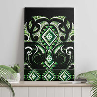 Green Ngaru Taniko With Aotearoa Maori Tattoo Canvas Wall Art LT14 - Polynesian Pride