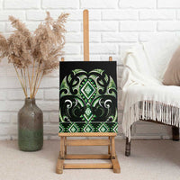 Green Ngaru Taniko With Aotearoa Maori Tattoo Canvas Wall Art LT14 - Polynesian Pride