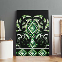 Green Ngaru Taniko With Aotearoa Maori Tattoo Canvas Wall Art LT14 - Polynesian Pride