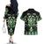 Green Ngaru Taniko With Aotearoa Maori Tattoo Couples Matching Off The Shoulder Long Sleeve Dress and Hawaiian Shirt