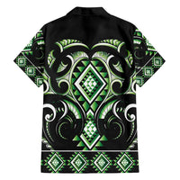 Green Ngaru Taniko With Aotearoa Maori Tattoo Family Matching Long Sleeve Bodycon Dress and Hawaiian Shirt