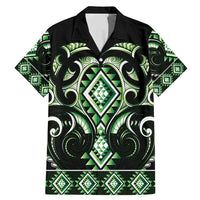 Green Ngaru Taniko With Aotearoa Maori Tattoo Family Matching Mermaid Dress and Hawaiian Shirt