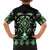 Green Ngaru Taniko With Aotearoa Maori Tattoo Family Matching Off The Shoulder Long Sleeve Dress and Hawaiian Shirt