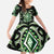 Green Ngaru Taniko With Aotearoa Maori Tattoo Family Matching Off The Shoulder Long Sleeve Dress and Hawaiian Shirt