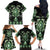 Green Ngaru Taniko With Aotearoa Maori Tattoo Family Matching Off The Shoulder Long Sleeve Dress and Hawaiian Shirt