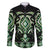 Green Ngaru Taniko With Aotearoa Maori Tattoo Family Matching Off The Shoulder Long Sleeve Dress and Hawaiian Shirt