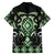 Green Ngaru Taniko With Aotearoa Maori Tattoo Family Matching Off Shoulder Maxi Dress and Hawaiian Shirt