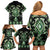 Green Ngaru Taniko With Aotearoa Maori Tattoo Family Matching Off Shoulder Short Dress and Hawaiian Shirt