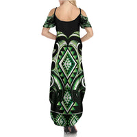 Green Ngaru Taniko With Aotearoa Maori Tattoo Family Matching Summer Maxi Dress and Hawaiian Shirt