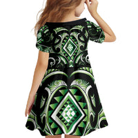 Green Ngaru Taniko With Aotearoa Maori Tattoo Family Matching Tank Maxi Dress and Hawaiian Shirt