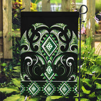 Green Ngaru Taniko With Aotearoa Maori Tattoo Garden Flag LT14 Garden Flag Green - Polynesian Pride