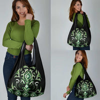 Green Ngaru Taniko With Aotearoa Maori Tattoo Grocery Bag