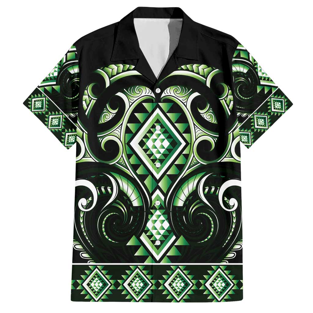 Green Ngaru Taniko With Aotearoa Maori Tattoo Hawaiian Shirt LT14 Green - Polynesian Pride